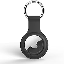 Andwing Silicone Case for AirTag, Protective Case Compatible with Apple for AirTags Tracker, Keyring Cover Case for Keys, Bag, and Dog, Keyring for AirTag, for AirTags Case, Black