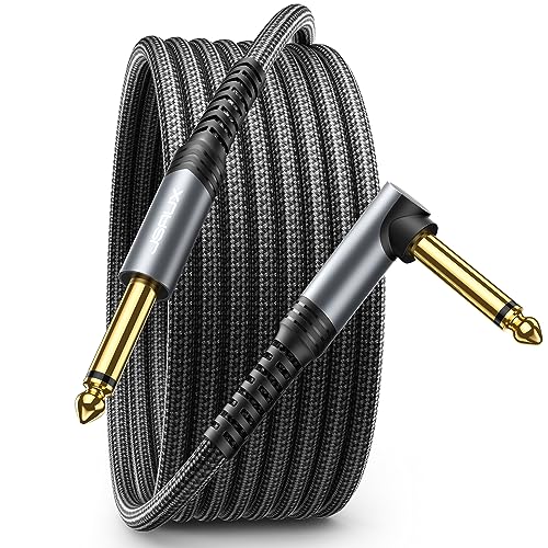 JSAUX 1/4 Inch Guitar Cable 10FT, Instrument Cable Compatible with Electric Guitar, Bass, Drums, Pedals, Amplifiers, Preamps, Mixers, Tuners, Speakers, Acoustic, Right Angle Guitar Cable