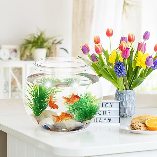 UKCOCO Goldfish Bowl Fish Bowl:Transparent PET Fish Bowl Small Round Goldfish Tank Desktop Small Aquarium Tank for Betta Fish/Goldfish - Image 3