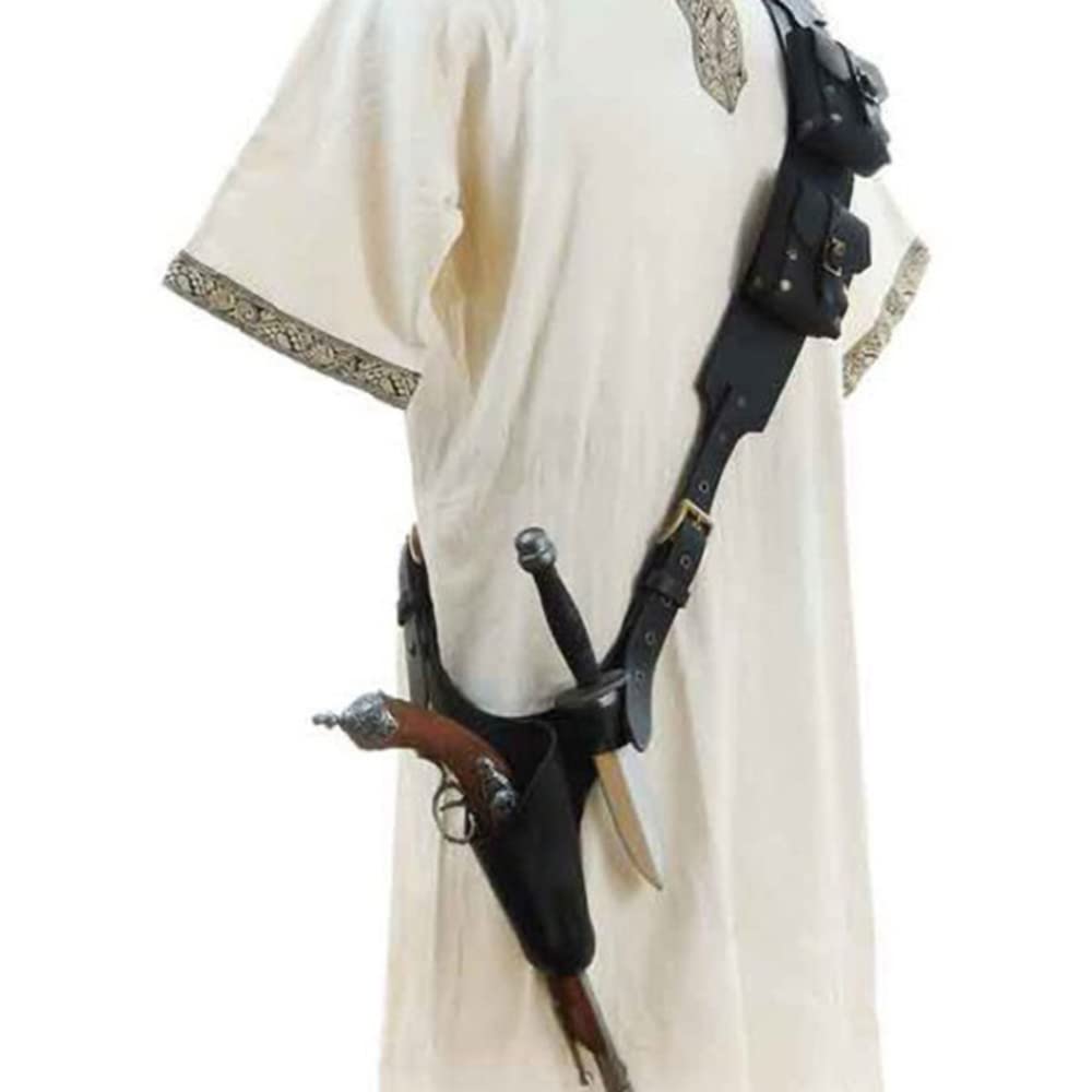 Medieval Leather Shoulder Strap - Sword & Gun Holster For Pirate & Renaissance Cosplay