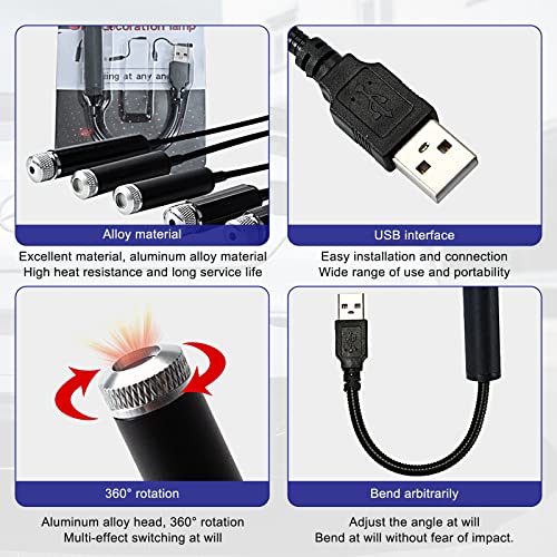 Lámpara proyector estelar USB para techo de auto y habitación miniatura 4
