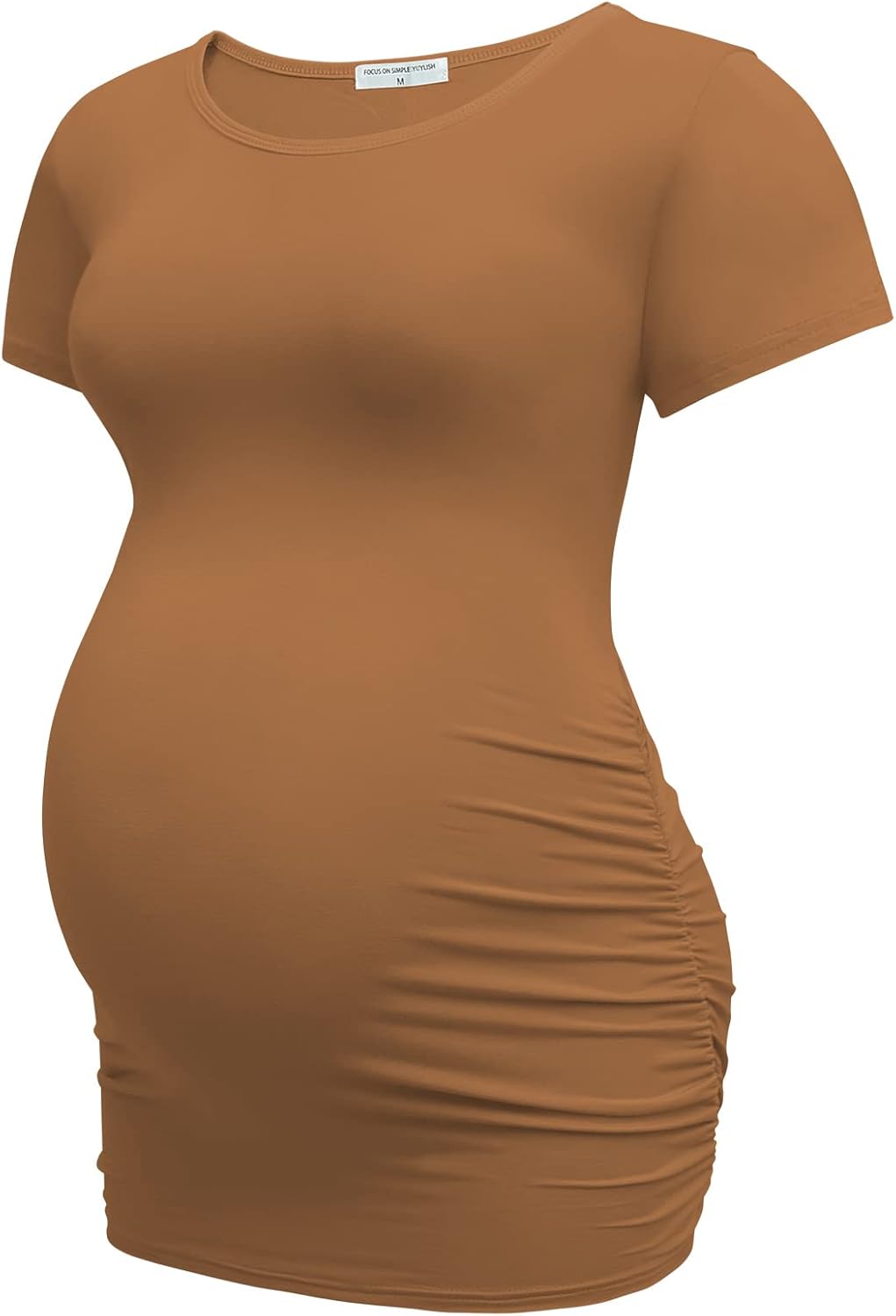 Bearsland Womens Maternity Tshirt 3 Packs Classic Side Ruched Tee Top Mama Pregnancy Clothes - Image 5