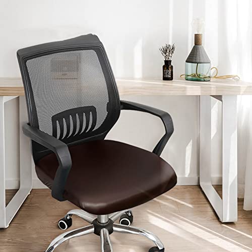 YOPOIY PU Leder Bürostuhl Bezug, Abnehmbare Wasserdicht Sitzbezug Stretch rutschfest Bezug für Bürostuhl für Drehstuhl Boss Chair -Tiefer Kaffee