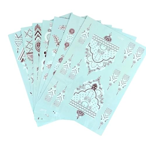 Xmasir 12 Sheets Two-Colors Henna Tattoo Stickers, Waterproof Temporary Tattoo Stencil Sets Indian Arabian Temporary Tattoo Templates Kit For Body Art Paint (Bicolor) #TOP2