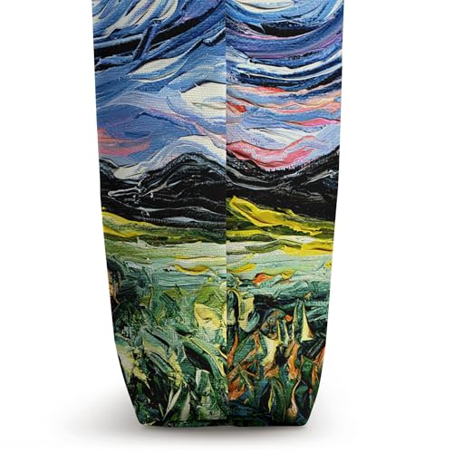 Bolso tote con arte de noche estrellada para amantes de los perros Black Mouth Cur miniatura 3