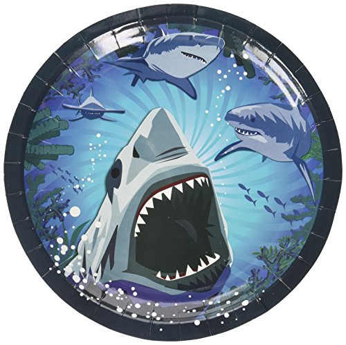 Forum Novelties 72934 Shark Party Luncheon Plate (8 Pack), One Size, Multicolor