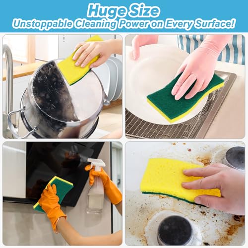 Image of AIDEA XL Scrub Sponges Kitchen 6Count, Heavy Duty Sponges for Dishes | Extra Large Sponges for Kitchen, Cleaning Sponge Safe for Non-Coated Cookware, Cleaning Power for Bathroom, Household