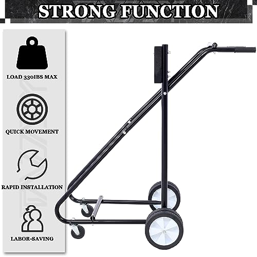 Tandagy Outboard Boat Motor Stand Heavy Duty Outboard Motor Stand Cart w/330lbs Weight Capacity Steel Outboard Boat Motor Stand Carrier Multi-Functional Outboard Boat Motor Stand Cart Dolly (Black)
