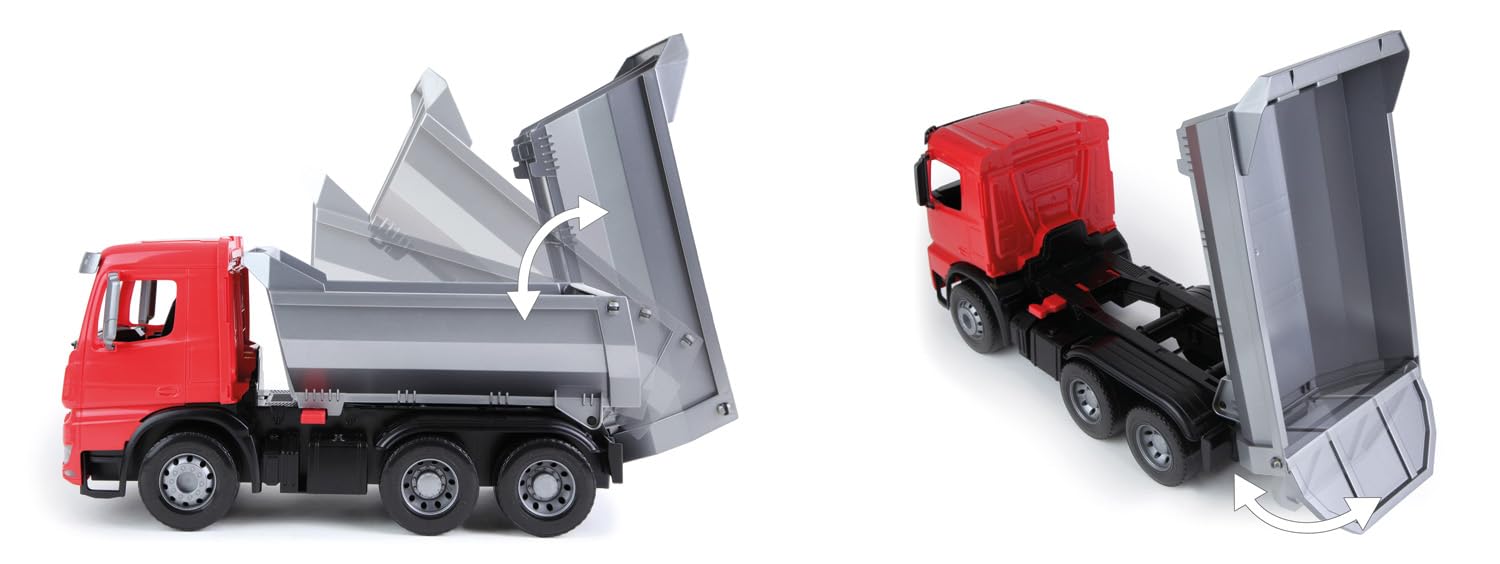 Lena 04610 - Worxx Muldenkipper Mercedes Benz Arocs, ca. 45 cm, Baustellen Spielfahrzeug für Kinder ab 3 Jahre, robuster Kipper LKW mit verriegelbarer Kippmulde und beweglicher Heckklappe