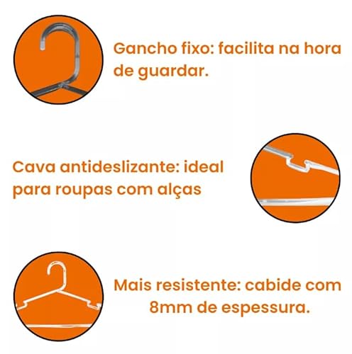 Kit 50 Cabides Acrílico Transparente Adulto Para Roupas