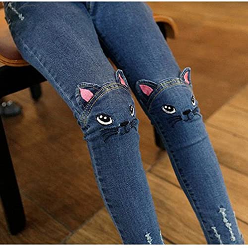 Kids Girl Jeans Fashion Printed Jeans Trousers Denim Pants Skinny Slim Fit Jeans Cute Cat/Rabbit Stretch Jeans4