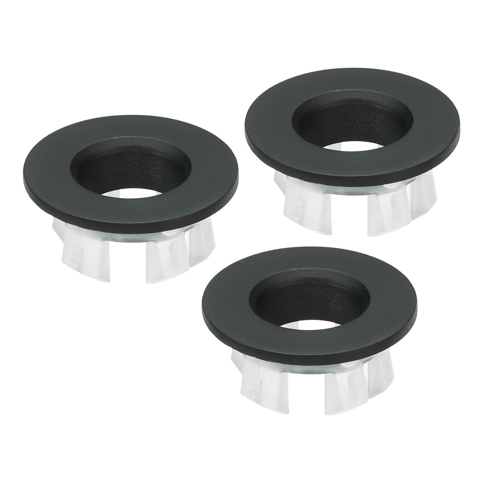 PATIKIL Sink Overflow Ring, 3Pcs Sink Basin Trim Overflow Cover Insert in Hole Round Ring Covers Caps for Kitchen Bathroom Black