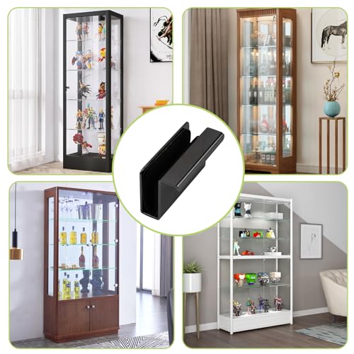 Image of Glass Finger Edge Pull, 4Pcs Cabinet Finger Pull Handle Glass Door Clips Cabinet Latch Clamp Concealed Handle for Display Glasscase Door (Black)