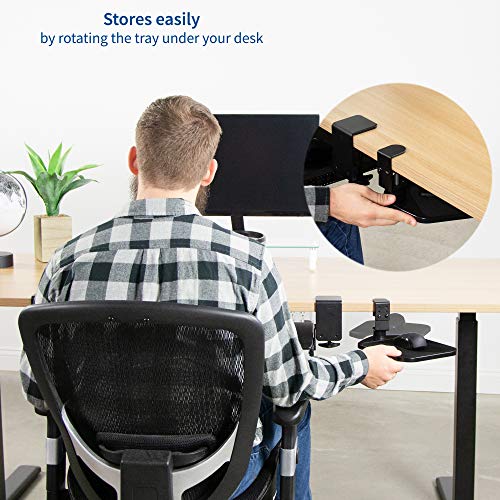 Vivo Desk Clamp Adjustable Computer Mouse Pad And Device Holder Extended Rotating Platform Tray, Fits Up To 2 Inch Desktops, Black, Mount-Ms01A #TOP5