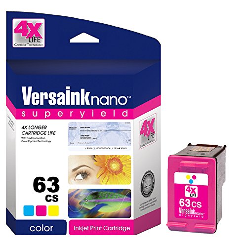 Versaink-Nano Hp 63 Ms Black Micr Ink Cartridge For Check Printing & 63 Cs Color Cartridge #TOP3