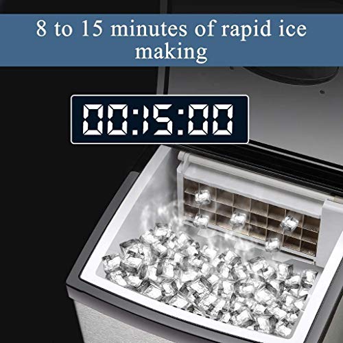 Fabricadora de cubos de hielo portátil para encimera, 24 cubos listos en 12-20 minutos, fabricadoras compactas de cubos de hielo de acero inoxidable, para camping, hogar, cocina y oficina miniatura 2