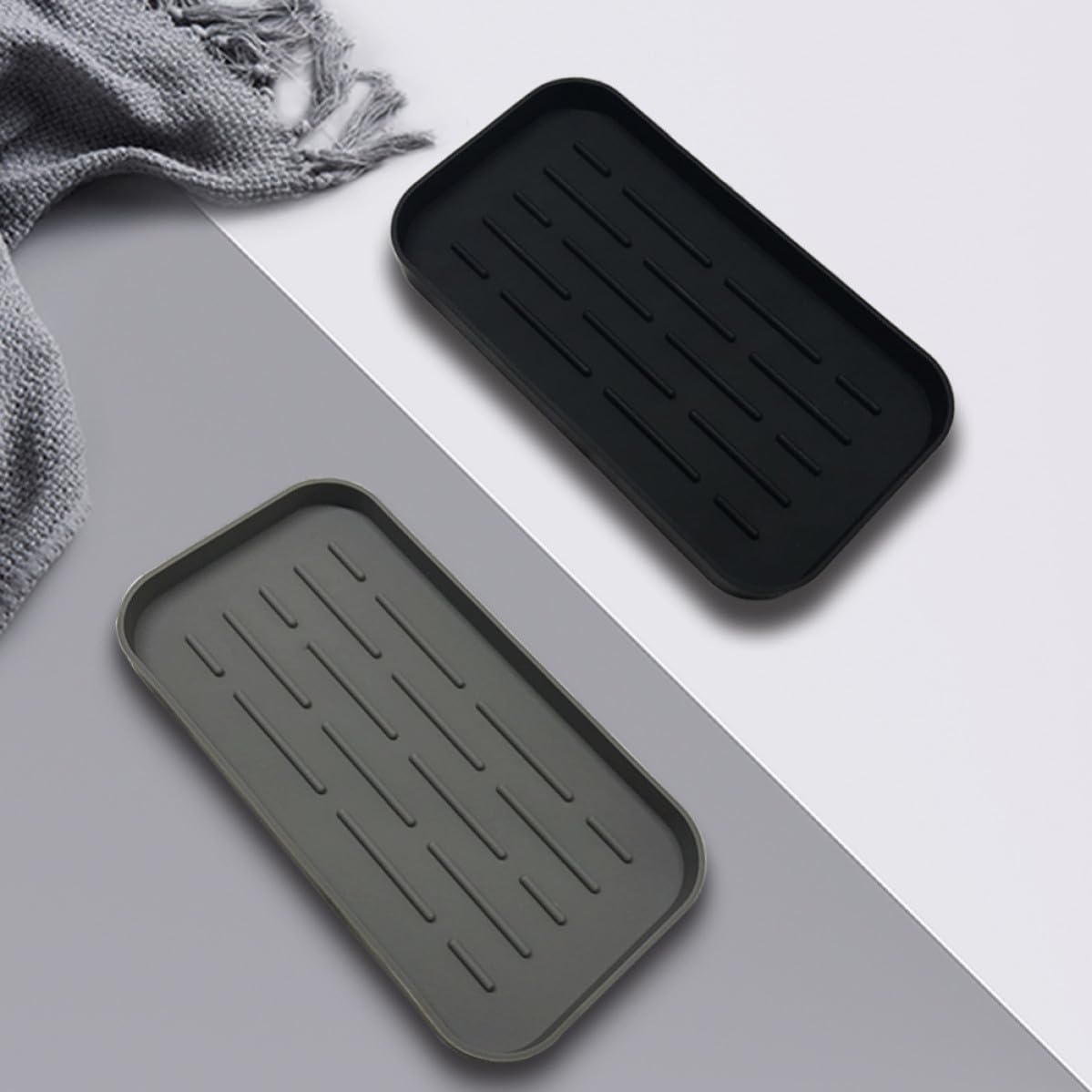 Mikikit Vassoio Scolapiatti e Facile da Lavare in Silicone Scanalature Profonde, Tappetino Drenante Portatile per Lavello Cucina e Banco Bar
