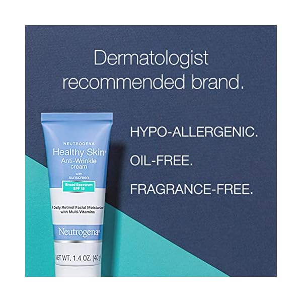 Neutrogena Healthy Skin Anti-Wrinkle Retinol & Vitamin E Daily Moisturizer with SPF 15 Sunscreen, Oil-Free Face & Neck Cream with Retinol, Vitamin E, Vitamin A & Vitamin B5, 1.4 oz