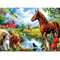 300 Piece Jigsaw Puzzle for Adults, 300 Piece Jigsaw Puzzle for Kids, Horse and Cat Jigsaw Puzzles, Animal Jigsaw Puzzles, Creative Games and Holiday Party Gifts, Fun and Challenging Family Games