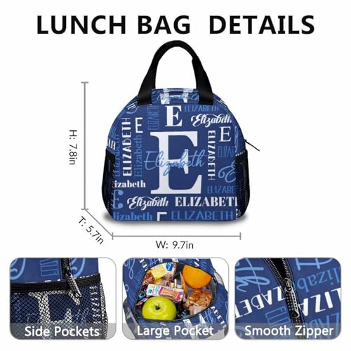 School Backpack for Boys Girls, Custom Name Kids Backpacks Matching Combo, Personalized Navy Bookbag with Lunch Box for Kindergarten Primary Elementary, Schoolbag with Pencil Case Bundle3