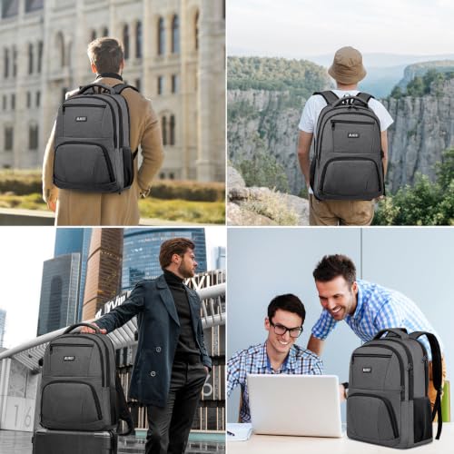 Image of School Backpack for College Students & Teens - 15.6 Inch Laptop Backpack with Anti Theft Port, Ergonomic Shoulder Straps, Water Resistant Travel Bookbag for Men, Women - Grey