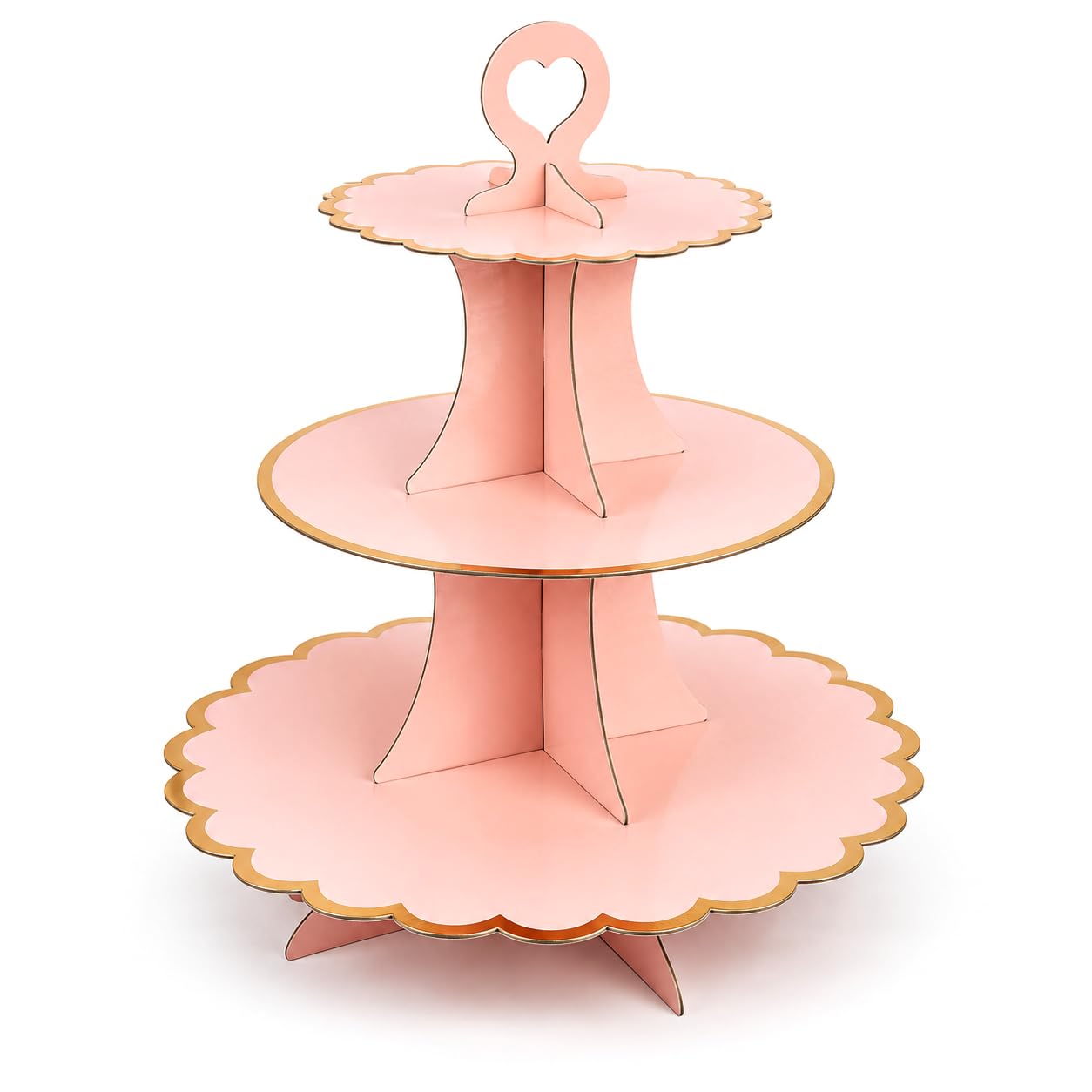 Tumtanm 3-Tier Cardboard Cupcake Stand, Disposable Cupcake Display Tower Stand for Holiday Wedding Birthday Party Rose Gold
