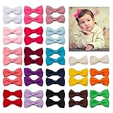 VINOBOW 40 Pcs Non-Slip Design Hair Bows Bowtie Clips Fully Lined Ribbon Covered Alligator Hair...
