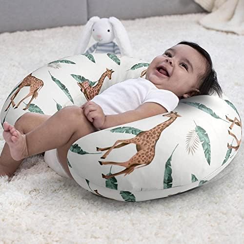 Image of ๐๐ข๐ฆ๐ ๐๐ฅ Nursing Pillow for Breastfeeding Newborn Baby | C-Shape Feeding Pillow with Removable Cotton Cover | Tummy Time, Propping & Sitting Support | Baby Feeding Pillow for Mother (GIRAFFE-LEAF)