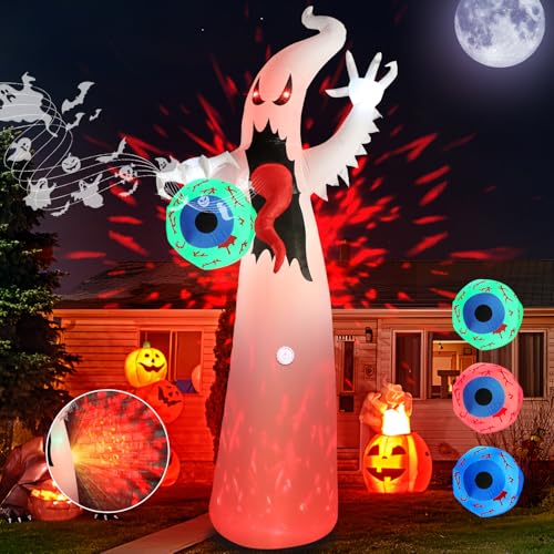 Elegear 12FT Outdoor Halloween Inflatables Ghost with Induction H...