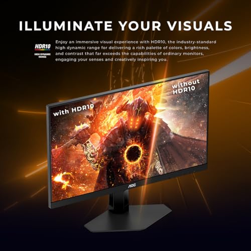 Image of AOC 27G4E 27 Inch Gaming Monitor 1920x1080 Fast IPS, 180Hz Refresh Rate, Color Gamut-sRGB 128%, HDR10, 0.5ms (MPRT), Adaptive Sync, HDMI 2.0 & Display Port Connectivity, 178 Wide Viewing Angle