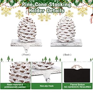 4 Pieces Christmas Pine Cone Stocking Holder Metal Mantel Stocking Hanging Hook Xmas Pine Cone Stocking Holder Fireplace Stocking Hanger for Fireplace Mantel Christmas Decor () 4 Pieces Christmas Pine Cone Stocking Holder Metal Mantel Stocking Hanging Hook Xmas Pine Cone Stocking Holder Fireplace Stocking Hanger for Fireplace Mantel Christmas Decor