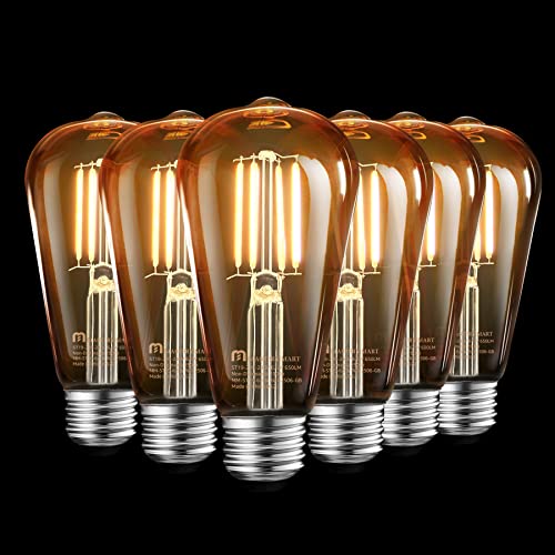 MASTERY MART E27 Vintage Light Bulbs, Non-Dimmable, 2500K Warm White, 6.5W 60W Equivalent