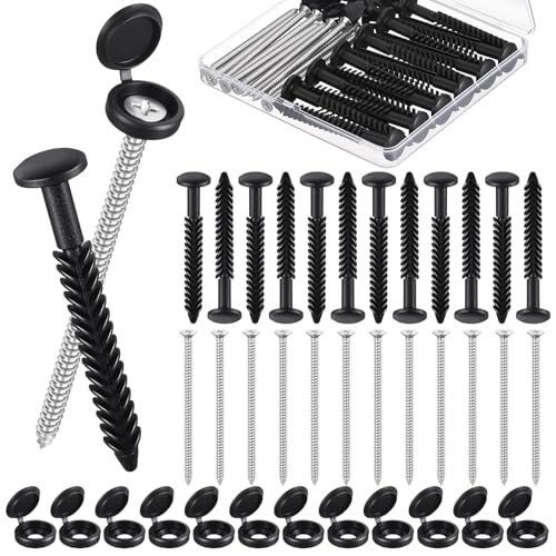 36 Pack Vinyl Shutter Fasteners 3 Inch Shutter Screws and Caps Window Outside Hardware Spike Anchor for Installing Decorative Exterior House Furniture