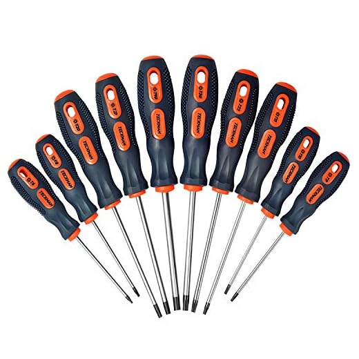 Torx Screwdriver Set,TECKMAN 10 in 1 Magnetic Torx Security Screwdrivers with T6 T8 T9 T10 T15 T20 T25 T27 T30 T40 Long Bit for Stihl Saws,Dyson Vacuum,Motorcycle,Bicycles,Automobile and Dishwasher