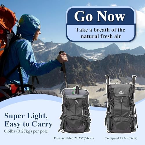 Image of Hiking Trekking Poles, Collapsible,Lightweight, Anti Shock, Hiking or Walking Sticks,Adjustable Hiking Pole for Men and Women (1pcs Silver)