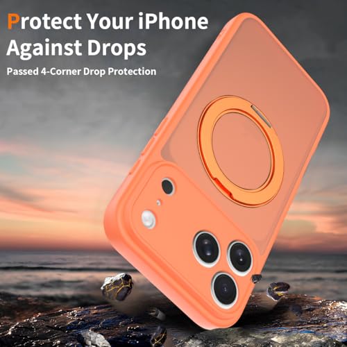 Image of Magnetic Case for iPhone 17 Pro Max With Magnetic Ring Stand, [Compatible with Magsafe] [Military Grade Drop Protection] Shockproof Phone Cover for iPhone 17 Pro Max Full Camera Protection 6.9 inch Orange
