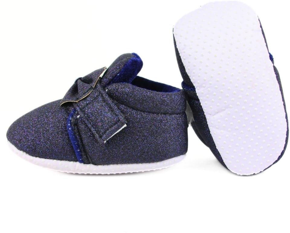 Image of Neska Moda 6 To 12 Months Baby Girls Cotton Hook & Loop Bow Booties -BT1766