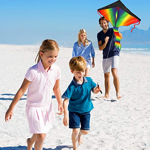 Nazano 3 Pack Kites-Large Rainbow Delta Kite Butterfly Kites Red Mollusc Octopus with Long Colorful Tail for Kids Adults Outdoor Game Activities,Beach Trip Great Gift to Boys Girls Age 3 4 5 6 and Up - Thumbnail 4