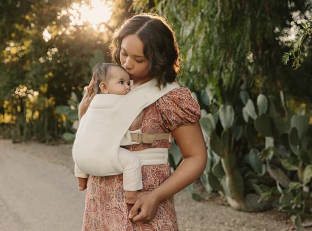 ergobaby embrace newborn baby carrier for infants 0-12 months (7-25 lbs) - ergonomic 2-position infant carrier with head and neck support, hip-healthy positioning - sage meadows sage meadows ponte knit