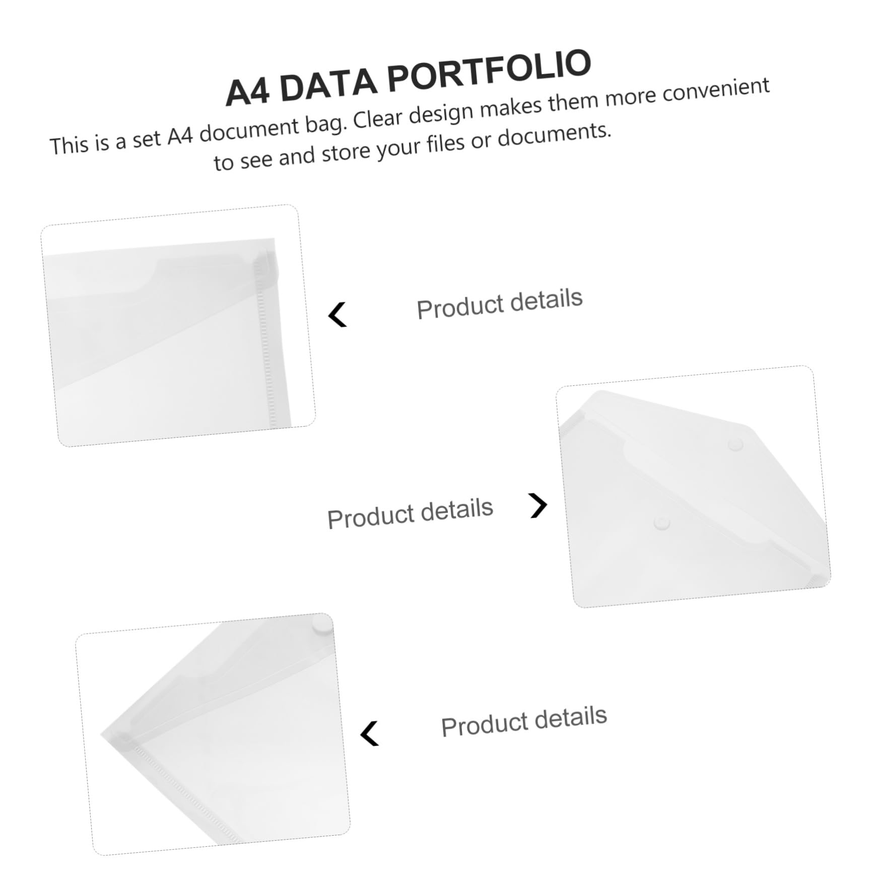OSALADI Borsa Portadocumenti A4 in Plastica Trasparente Chiusura a Bottone, 40 Pezzi, Custodia per Documenti Ufficio, File Bag Waterproof per Studenti e Lavoro