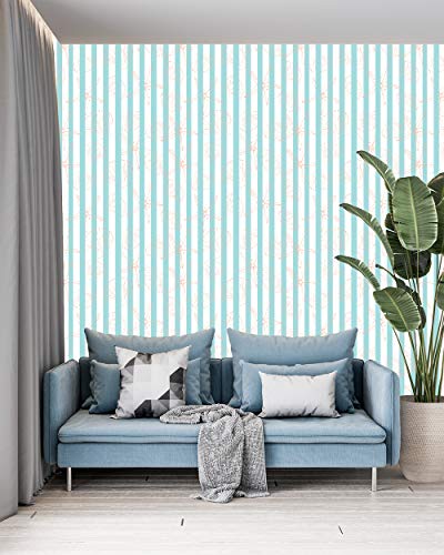Image of DWELLSINDIA Sea Creatures in Stripes Self Adhesive Wallpaper Waterproof, Scratch Resistant, Laminated 41cm x 244cm