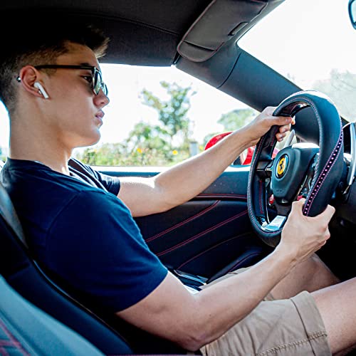 Car Pass Bling Diamond Leather Steering Wheel Cover, Studded Crystal Rhinestones Universal Fit 14" 1/2-15" Crystal Glitter For Women Sparkle Girl Fit Suvs,Vans,Sedans,Cars,Trucks, Hot Pink Diamond #TOP4