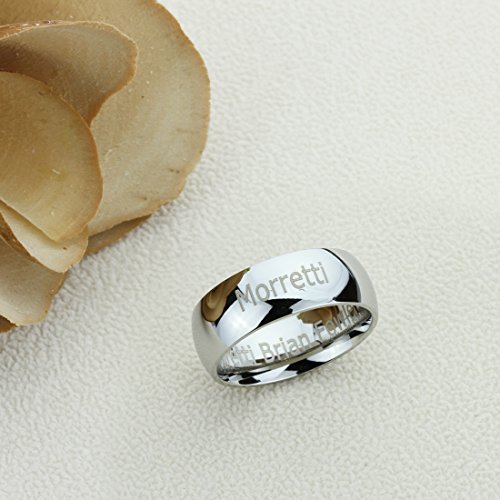 Personalized Outside Inside Engraving Titanium Wedding Band Ring 8mm Polished Domed Ring2