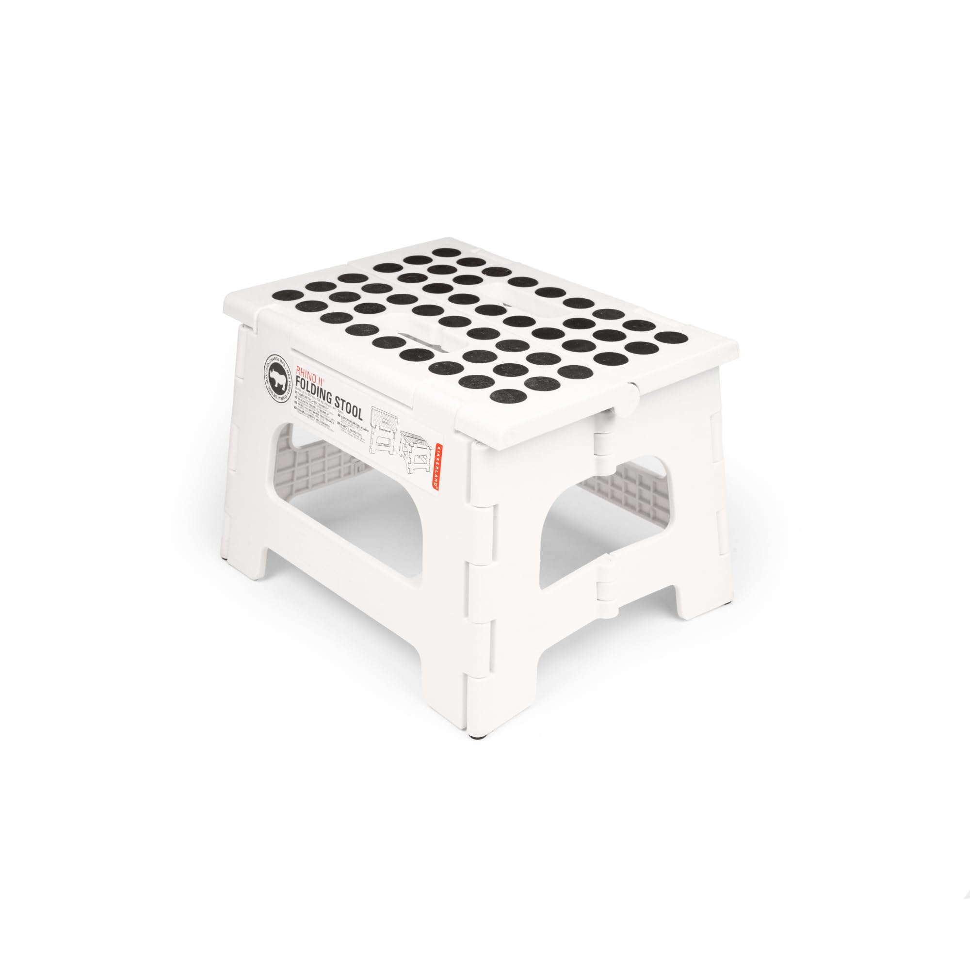 Sponsored Ad - Kikkerland Rhino Foldable Step Stool – Holds Adults up to 300 Lbs, Best for Kitchen & Bathroom – Collapsible, Portable, Lightweight Stepping Stool with Sturdy, Non-Slip Design – White, 8”