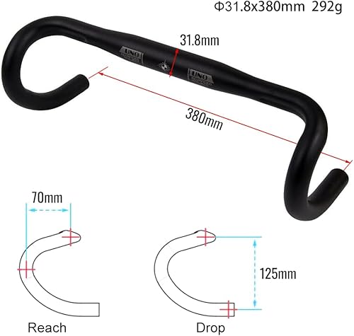 Miniatura 2 de catazer Manillar de bicicleta de carretera de engranaje fijo ultraligero barra de caída doblada manillar de aleación de aluminio 1.000in 1.252in