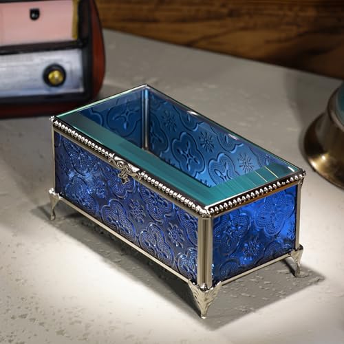 DHCGPP Glass Vintage Jewelry Box Keepsake storage Trinket Ring Display