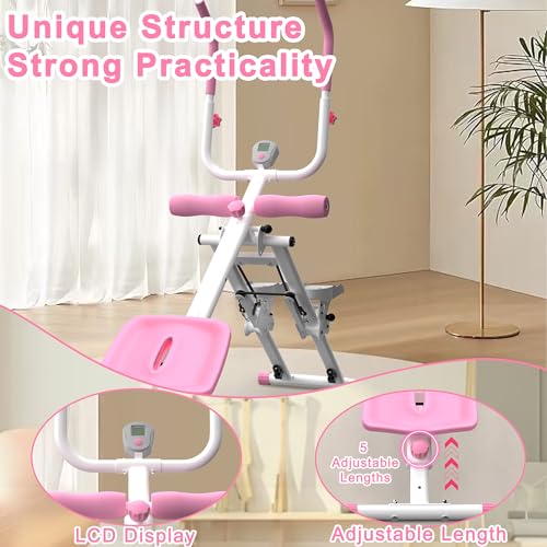 2 in 1 Stair Stepper and Ab Machine, High-Efficiency StairMaster Climber & Ab Trainer, Multi-Function Home Gym Equipment for Full Body Workout, Cardio and Core Training (Pink)