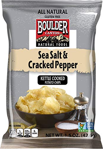 Image of Boulder Canyon, Sea Salt & Pepper Kettle Cooked Chips, 1.5 oz. (55 Count)
