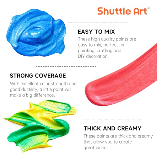 Image of Shuttle Art Color Change Acrylic Paint, 20 Chameleon Colors Acrylic Paint, 60ml /2oz Bottles, Iridescent Colors for Artists, Beginners, Kids Painting & Crafting on Canvas, Rocks, Wood, Fabric, Ceramic