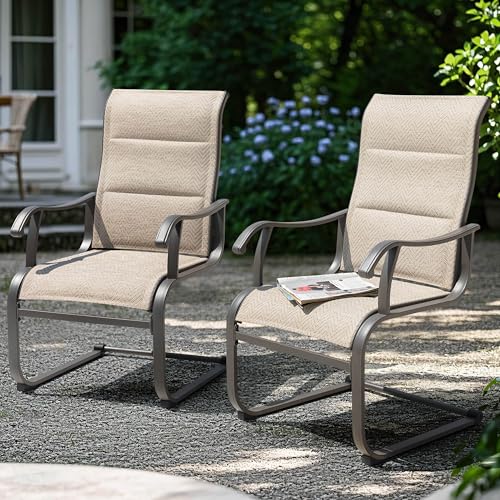 Image of NUU GARDEN Patio Dining Chairs Set of 2, Outdoor Dining Chairs with Breathable Textilene Seat, All-Weather Patio Furniture for Garden Deck Backyard Porch, Grayish Beige